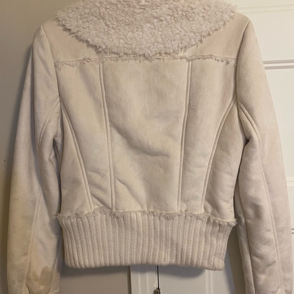 GUESS faux-leather coat features a faux-shearling lining and trim. - Picture 2 of 7